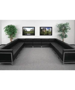 Flash Furniture 13 pcs. Living Room Set, 141" x 27-1/4", Upholstery Color: Black