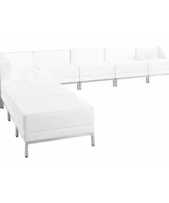 Flash Furniture 9 pcs. Living Room Set, 28-3/4" to 140-1/2" x 27-1/2", Upholstery Color: White