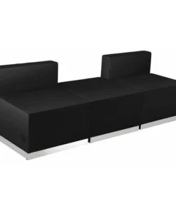 Flash Furniture 3 pcs. Living Room Set, 25-1/4" to 25-1/2" x 27", Upholstery Color: Black