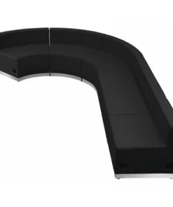 Flash Furniture 5 pcs. Living Room Set, 25-1/4" to 89-1/2" x 27", Upholstery Color: Black