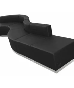 Flash Furniture 5 pcs. Living Room Set, 25-1/4" to 49" x 27", Upholstery Color: Black