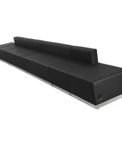 Flash Furniture 6 pcs. Living Room Set, 25-1/4" to 25-1/2" x 27", Upholstery Color: Black, Series: Alon