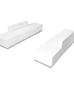 Flash Furniture 6 pcs. Living Room Set, 25-1/4" to 25-1/2" x 27", Upholstery Color: White, Frame Material: Metal