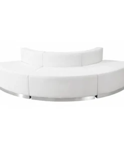Flash Furniture 3 pcs. Living Room Set, 25-1/4" to 42" x 27", Upholstery Color: White, Frame Material: Metal