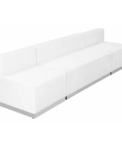 Flash Furniture 3 pcs. Living Room Set, 25-1/4" to 25-1/2" x 27", Upholstery Color: White, Frame Material: Metal